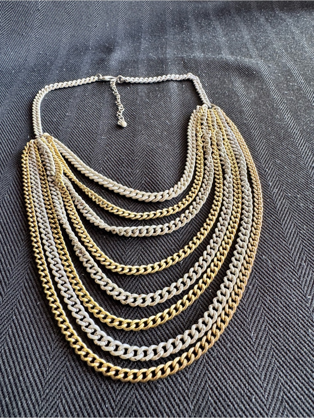 Two-Tone Gold & Silver Multi-Strand Statement Necklace